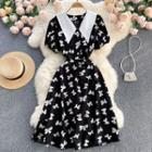 Peter Pan Collar Bow Print Dress