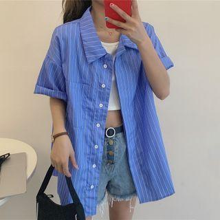 Striped Short-sleeve Shirt Shirt - Blue - One Size