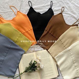 Spaghetti-strap Padded Knit Top