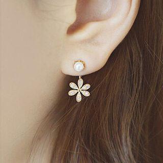 Cz Flower Drop Earrings