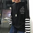 Striped Panel Long-sleeve T-shirt Black - One Size