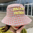 Letter Embroidered Plaid Bucket Hat