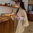 Crocheted Knit Shawl Almond - One Size