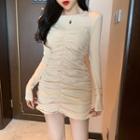 Long-sleeve Crinkled Mini Dress
