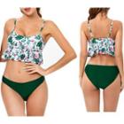 Set: Floral Print Tankini Top + Bottom