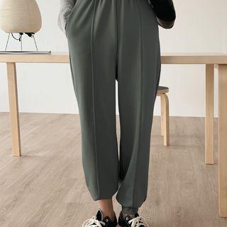 Band-waist Jogger Pants Mint Green - One Size