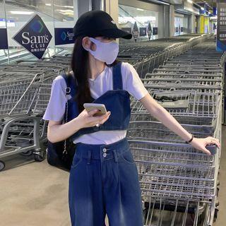 Sleeveless Denim Top / High Waist Wide Leg Jeans