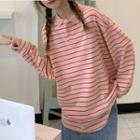 Loose-fit Long-sleeve Striped Polo Shirt