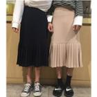 Pleated Hem Midi Skirt