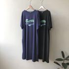Lettering Short-sleeve Midi A-line T-shirt Dress