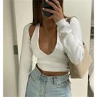 Set: V-neck Halter Tank Top + Long-sleeve Shawl