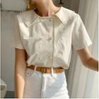 Short-sleeve Double Breast Top White - One Size