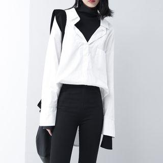 Mock Two-piece High-neck Blouse