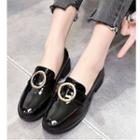 Round Buckle Low Heel Loafers