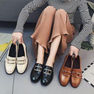 Faux-leather Metal Accent Loafers