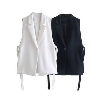 Plain V-neck Buttoned Vest