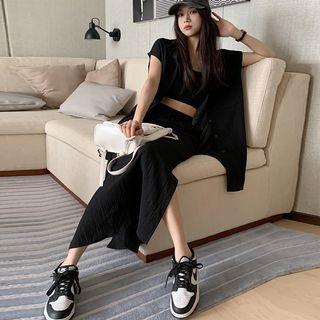 Plain Oversize Cardigan / High-waist Plain Skirt
