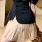 High-waist Plain Shirred Skirt