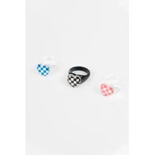 Checkered Heart Acrylic Ring