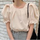 Puff-sleeve Blouse Almond - One Size