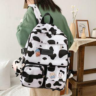 Milk Cow Print Nylon Backpack