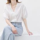 Lace Trim V-neck Short-sleeve Top White - One Size