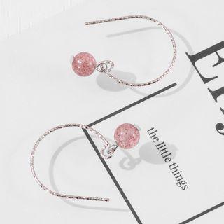 925 Sterling Silver Beaded Hoop Earring Hook Earring - 1 Pair - Silver - One Size