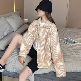 Faux Fur Chevron Single-breasted Jacket