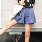 Plain Tie-waist Shorts Blue - One Size