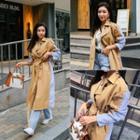 Double-breasted Striped-detail Trench Coat With Sash