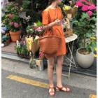 Short-sleeve Tie Waist Mini Dress