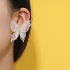 Butterfly Mesh Alloy Earring 1 Pair - Gold & White - One Size