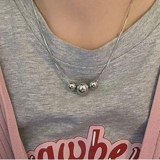 Bead Pendant Alloy Choker Xl1795 - Silver - One Size
