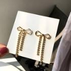 925 Sterling Silver Ribbon Ear Stud 1 Pair - Gold - One Size