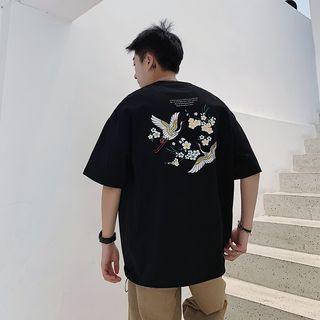 Couple Matching Elbow-sleeve Cartoon T-shirt
