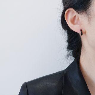 Stainless Steel Hoop Earring 1 Pair - Black - One Size