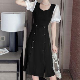 Short Sleeve Double Breasted Dress
