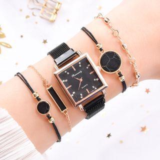 Set: Square Strap Watch + Bracelet