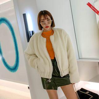 Round-neck Boxy Faux-fur Jacket