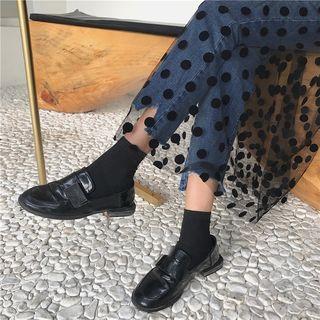 Dotted Mesh Overlay Cropped Straight Cut Jeans