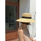 Contrast-trim Rattan Sun Hat One Size