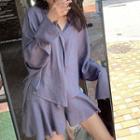 Long-sleeve Plain Shirt + Plain Mermaid Skirt