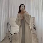 Plain Long Coat / Strappy Midi A-line Dress / Set