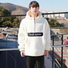 Zip-front Patched Sherpa-fleece Hoodie