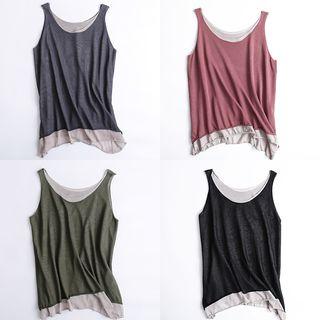 Mock Two-piece Knit Tank Top