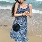 Wide Strap Leopard Print Mini A-line Dress