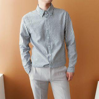 Plus Size Striped Cotton Shirt