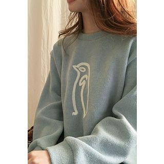 Penguin Embroidered Knit Pullover