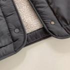 Collarless Snap-button Fleece-lined Jacket
