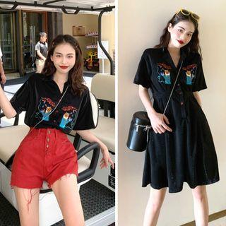 Embroidered Short-sleeve Shirt / Dress